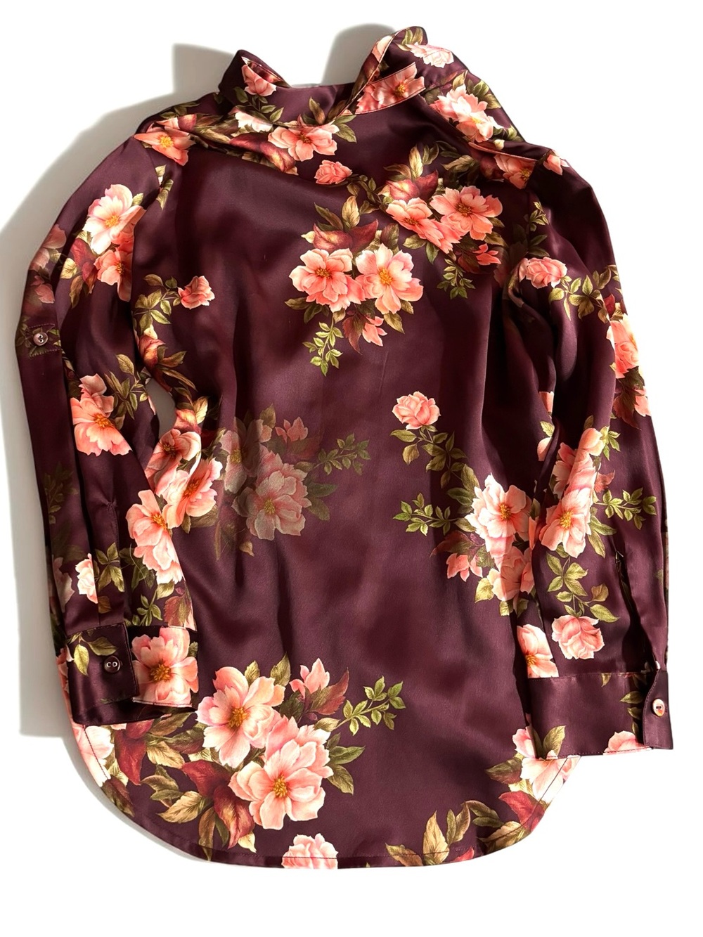 Johnny Was Silk Blouse Jade Amanza Winonna Burgundy Floral - Picture 7 of 7